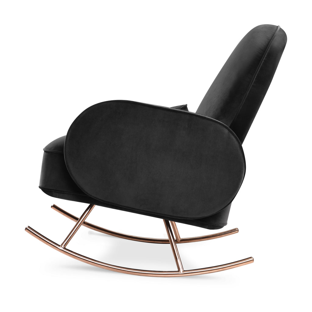 NW17087BLKV,Nursery Works,Compass Rocker in Black Velvet with Rose Gold Legs