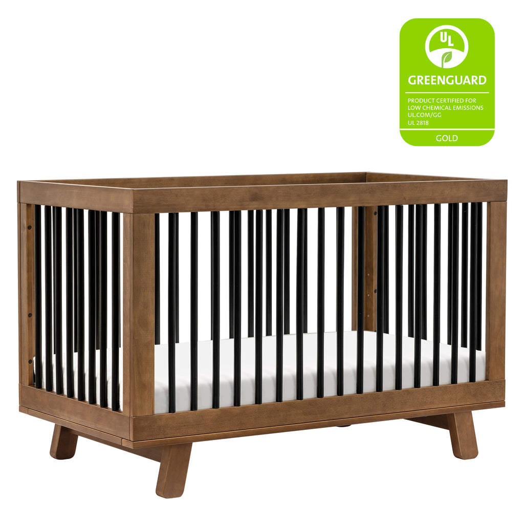 M4201NLB,Babyletto,Hudson 3-in-1 Convertible Crib w/ToddlerBedConversionKit in Natural Walnut/Black