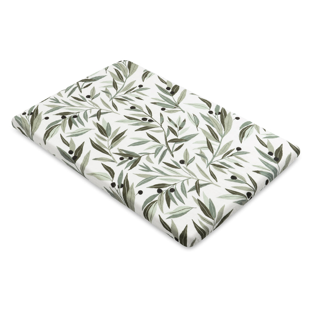 T28234,Babyletto,Olive Branches Muslin All-Stages Bassinet Sheet in GOTS Certified Organic Cotton