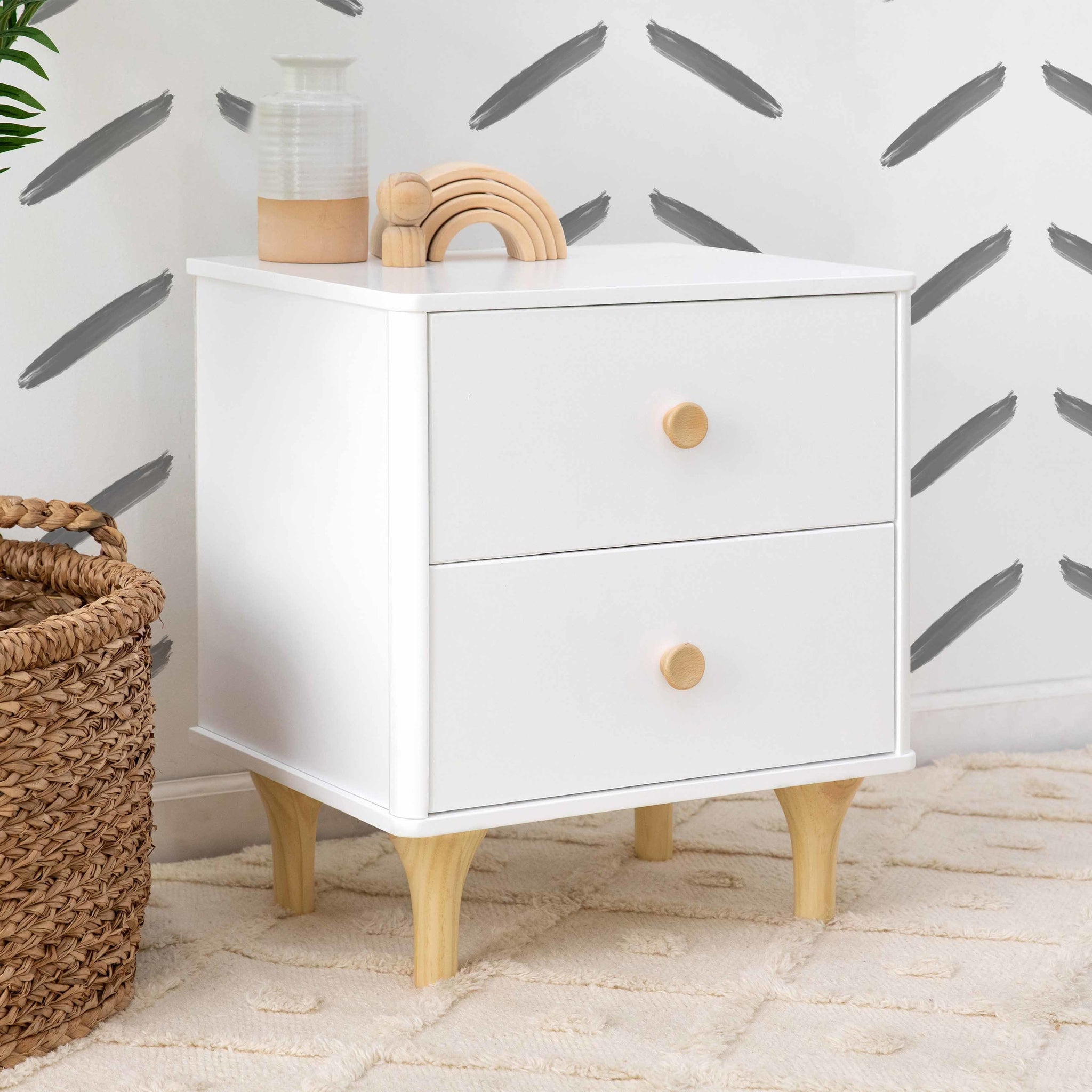 Babyletto Lolly Nightstand with USB Port White Natural