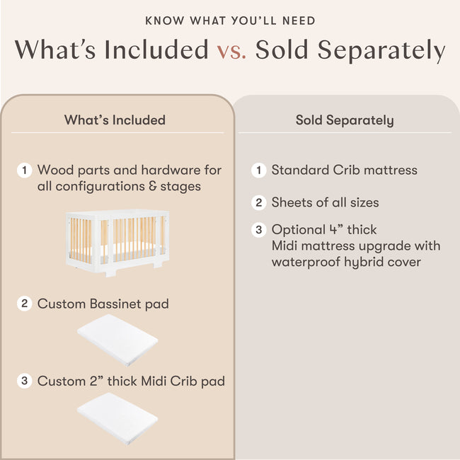 M23401WN,Babyletto,Yuzu 8-in-1 Convertible Crib w/All-Stages Conversion Kits in White/Natural