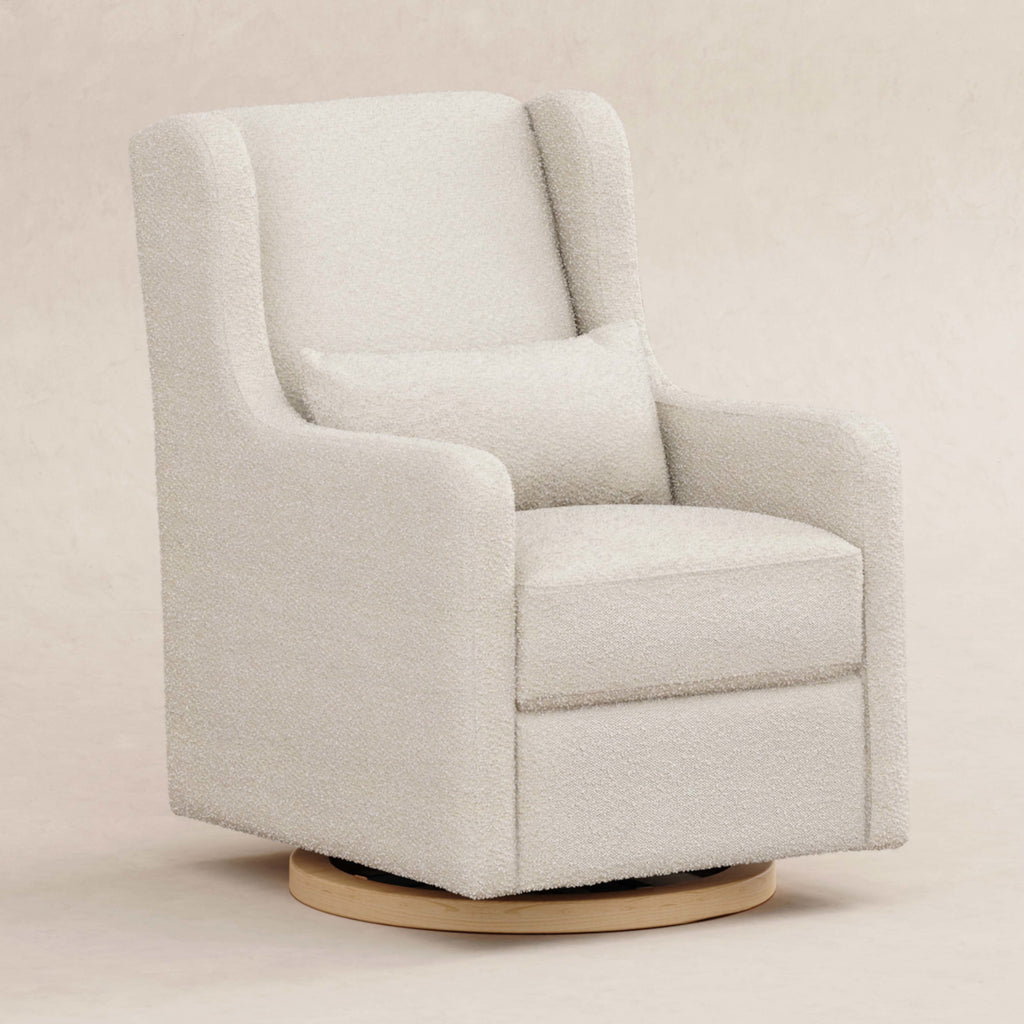 M22187WBLB,Babyletto,Wally Swivel Glider in Ivory Boucle w/Light Wood Base