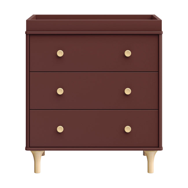 M9023CRN,Babyletto,Lolly 3-Drawer Changer Dresser w/Removable Changing Tray in Crimson/Natural