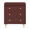 M9023CRN,Babyletto,Lolly 3-Drawer Changer Dresser w/Removable Changing Tray in Crimson/Natural