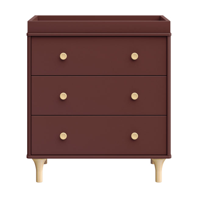 M9023CRN,Babyletto,Lolly 3-Drawer Changer Dresser w/Removable Changing Tray in Crimson/Natural