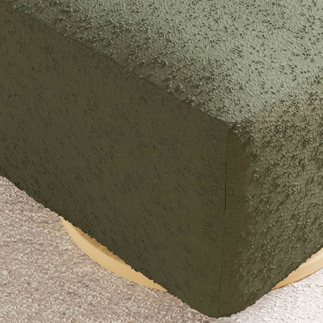 M26385OBLB,Kiwi Gliding Ottoman in Olive Boucle w/ Light Wood Base