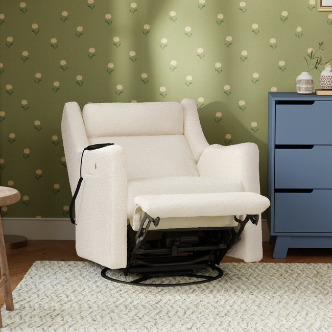 M11283PWB,Babyletto,Kiwi Deluxe Power Glider Recliner w/Heat&Massage in Performance Ivory Boucle