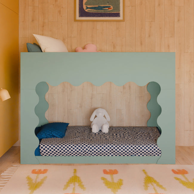 M31194LSHY,Babyletto Kids,Lido Wave Convertible Bunk Bed in Light Sage and Honey