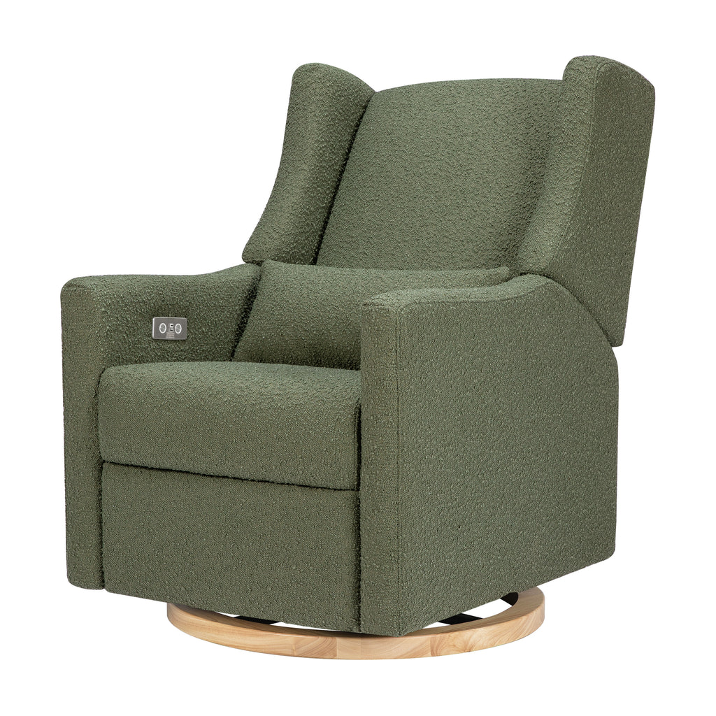 M11288OBLB,Babyletto,Kiwi Glider Recliner w/ Electronic Control and USB in Olive Boucle w/Light Wood Base