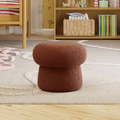 M31585RT,Babyletto Kids,Mini Mushroom Pouf in Rouge Teddy Loop