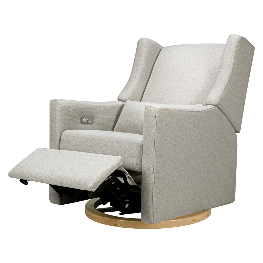 M11288PFETLB,Kiwi Glider Recliner w/ Electronic Control and USB in Performance Frost Eco-Twill w/Light Wood Base