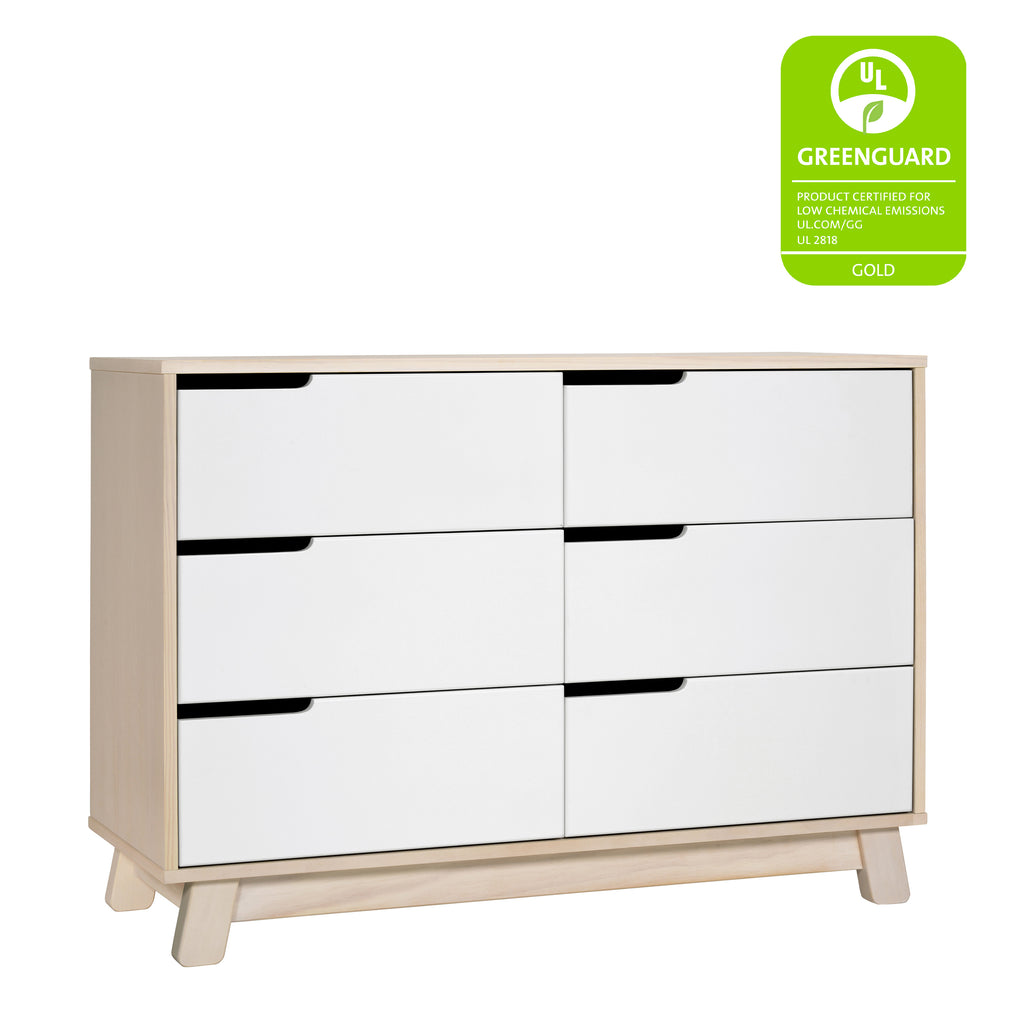 M4216NXW,Babyletto,Hudson 6-Drawer Double Dresser  Assembled in Washed Natural and White