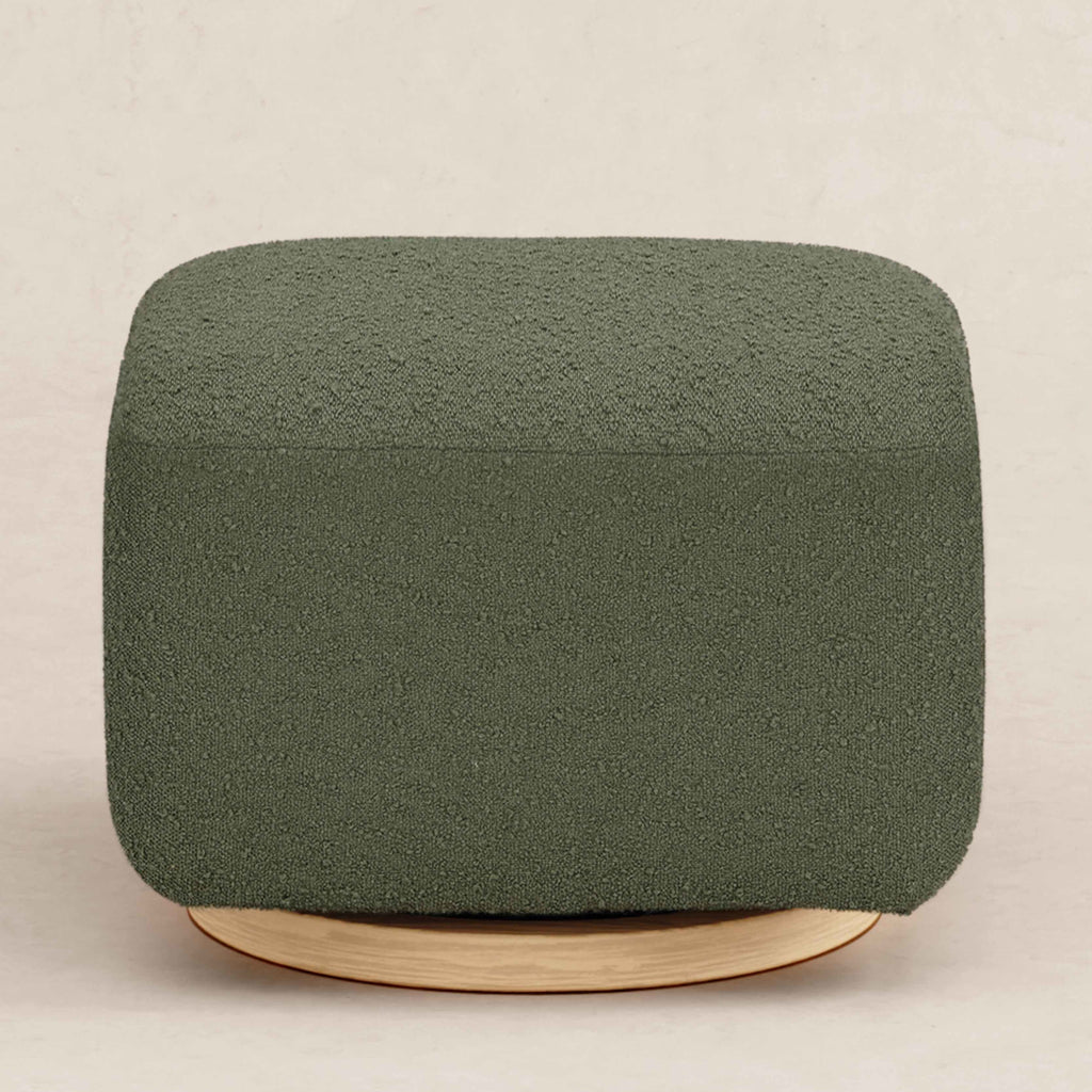 M26385OBLB,Babyletto,Kiwi Gliding Ottoman in Olive Boucle w/ Light Wood Base