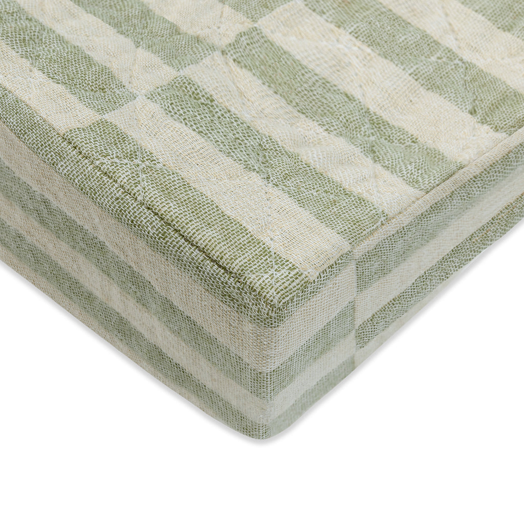 T30537,Babyletto,Moss Stripe Quilted Muslin Changing Pad Cover in GOTS Certified Organic Cotton