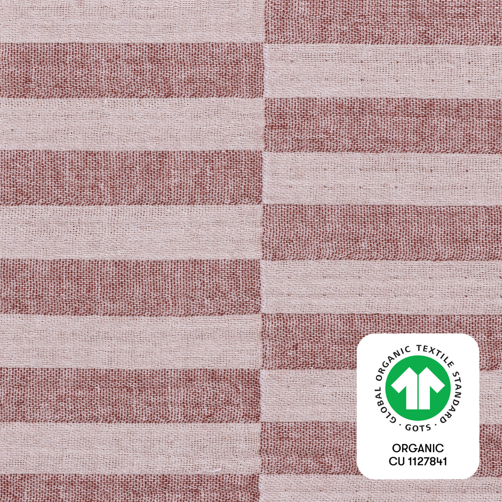 T30434,Babyletto,Maroon Stripe Muslin All-Stages Bassinet Sheet in GOTS Certified Organic Cotton