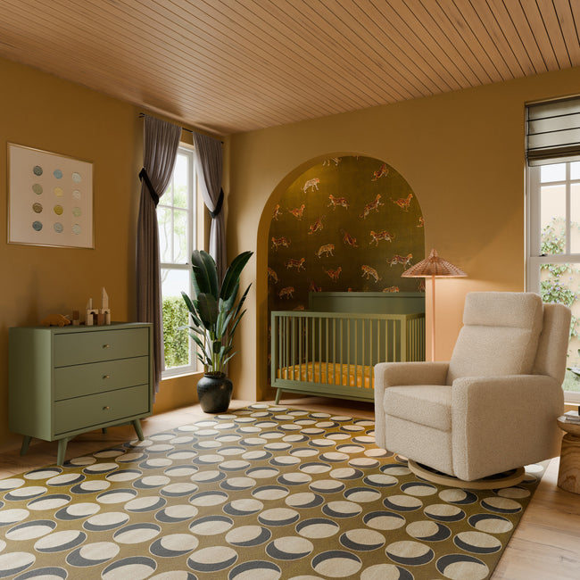 M15901OL,Babyletto,Palma Mid-Century 4-in-1 Convertible Crib w/Toddler Bed Conversion in Olive