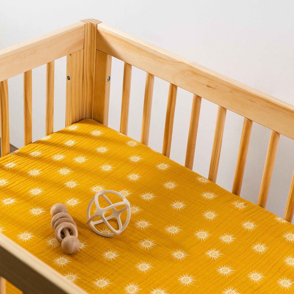 T26933,Babyletto,Golden Hour Muslin All-Stages Midi Crib Sheet Golden Hour Muslin All-Stages Midi Crib Sheet