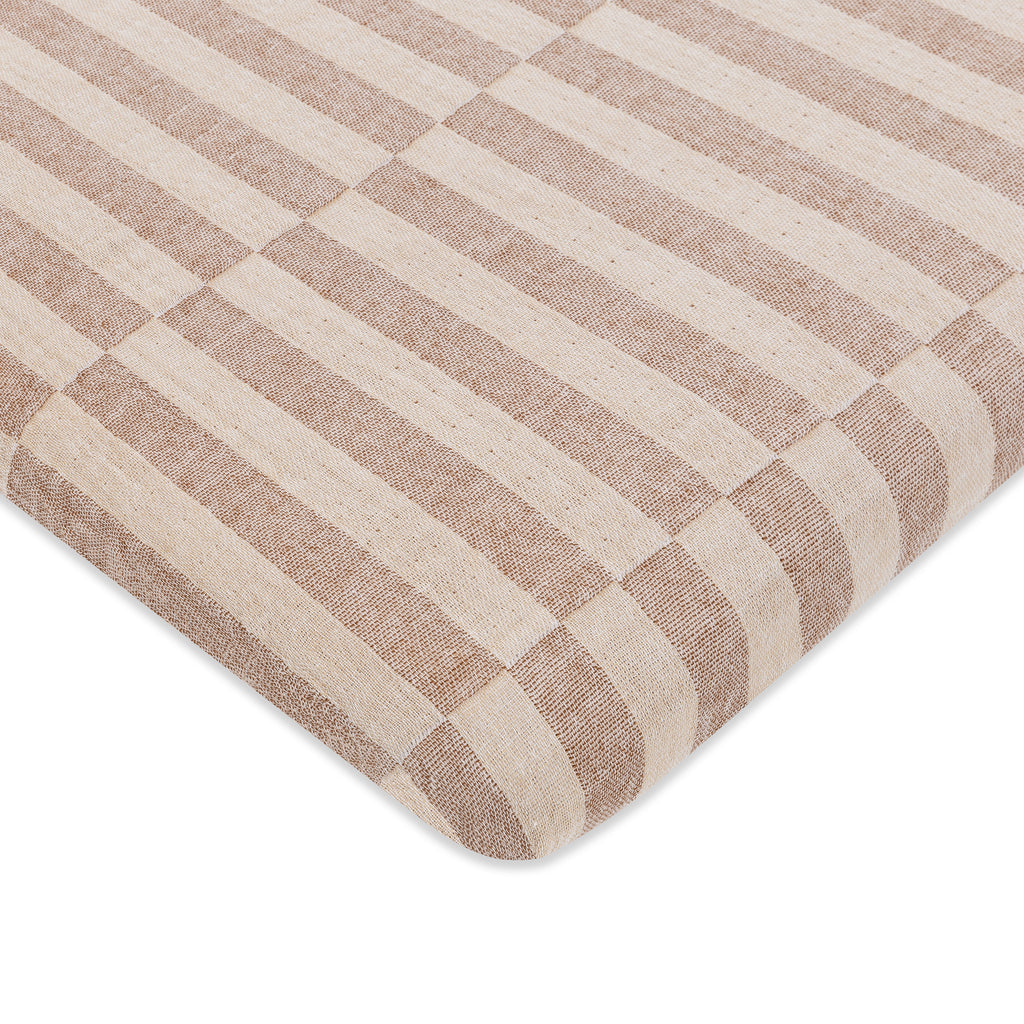 T30633,Babyletto,Cocoa Stripe Muslin All-Stages Midi Crib Sheet in GOTS Certified Organic Cotton