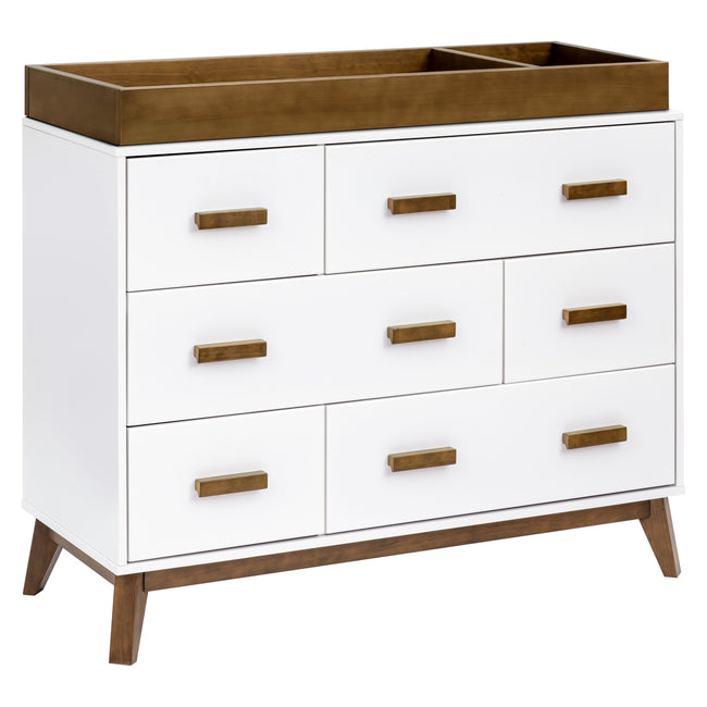 M5826WNL,Babyletto,Scoot 6-Drawer Dresser in White/Natural Walnut