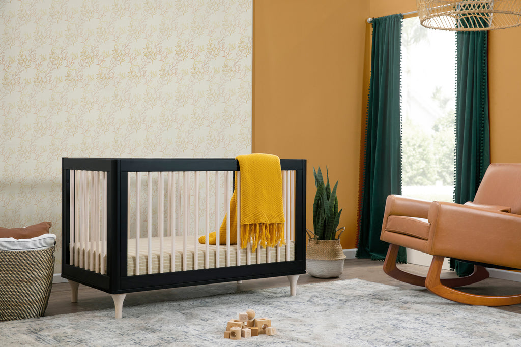 M9001BNX,Babyletto,Lolly 3-in-1 Convertible Crib w/Toddler Bed Conversion in Black/WashedNatural