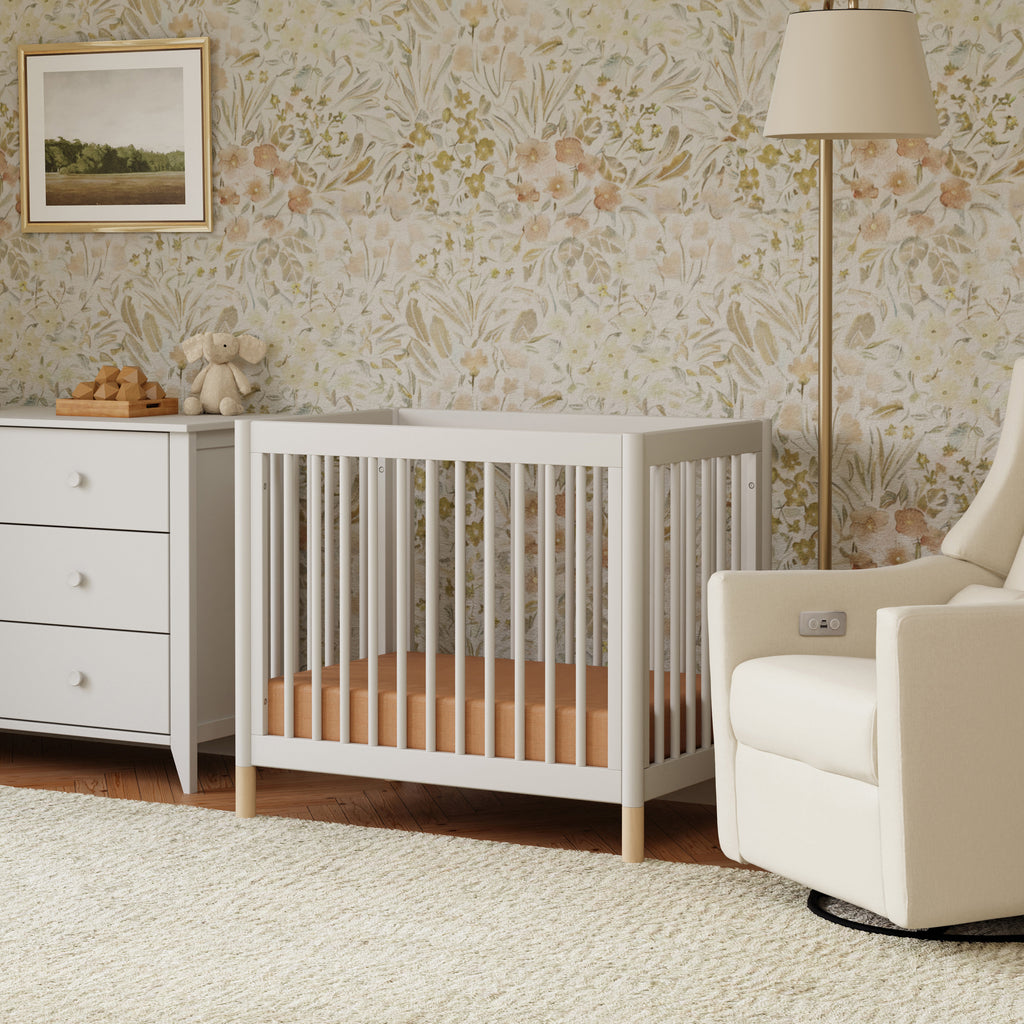 M12998WNX,Babyletto,Gelato 4-in-1 Convertible Mini Crib and Twin bed in White Finish w/Washed Natural Feet