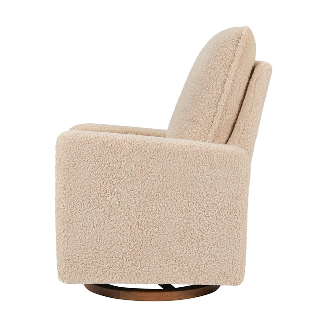 M20987CSGDB,Babyletto,Cali Pillowback Swivel Glider in Chai Shearling w/ Dark Wood Base