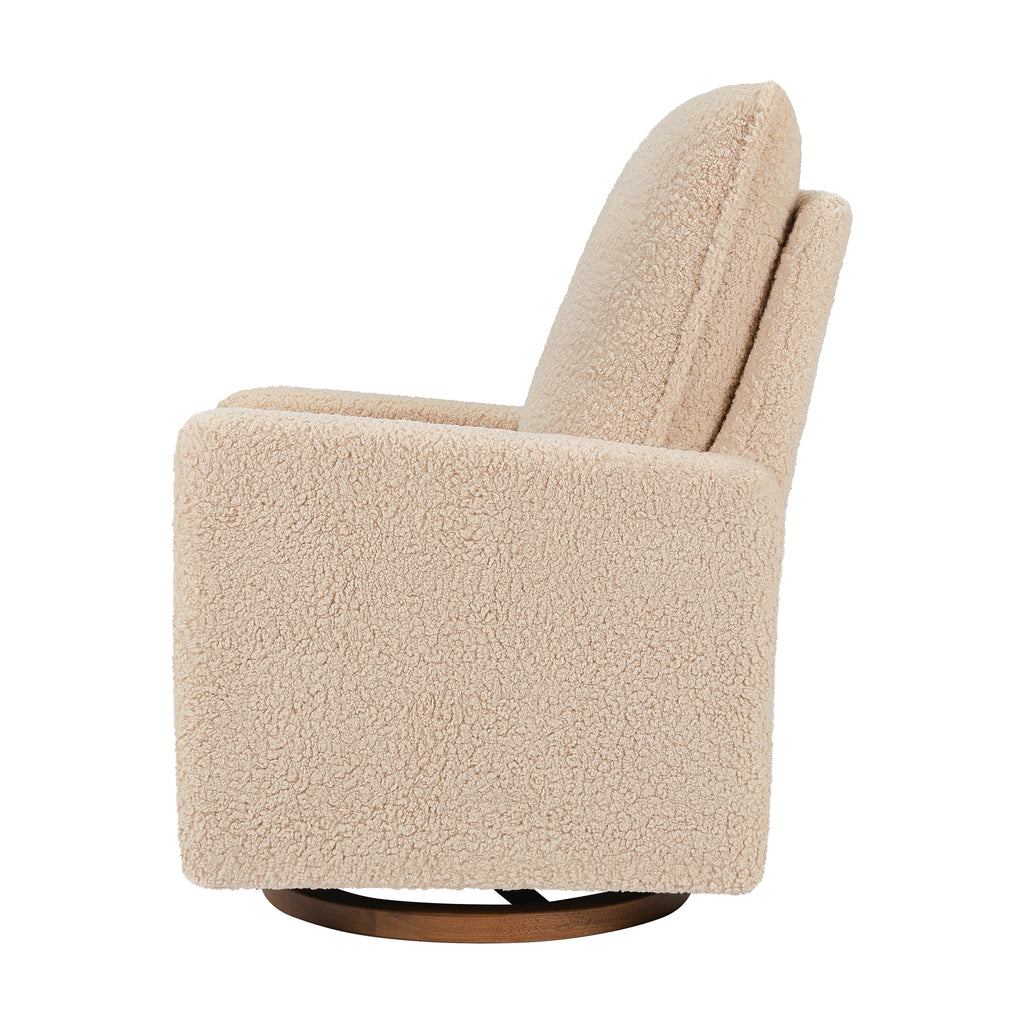 M20987CSGDB,Babyletto,Cali Pillowback Swivel Glider in Chai Shearling w/ Dark Wood Base