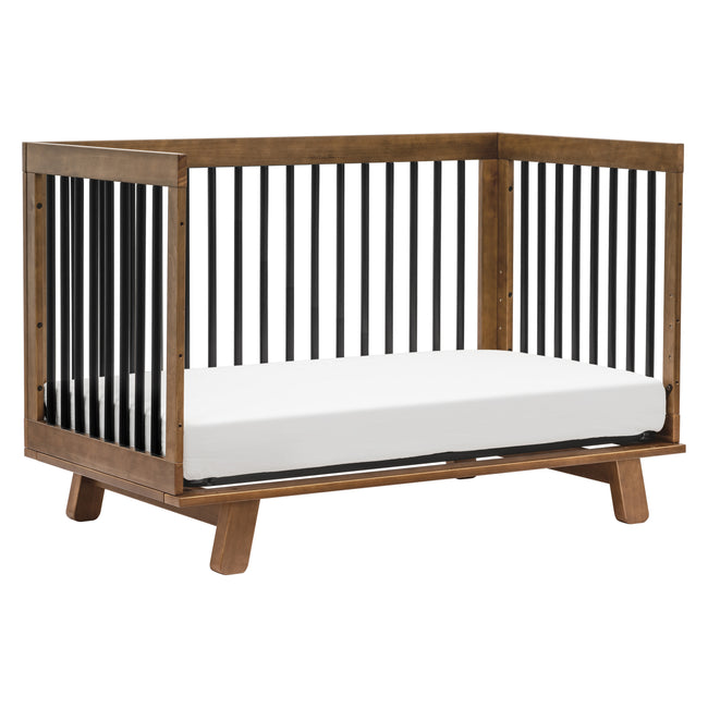 M4201NLB,Babyletto,Hudson 3-in-1 Convertible Crib w/ToddlerBedConversion Kit in Natural Walnut/Black