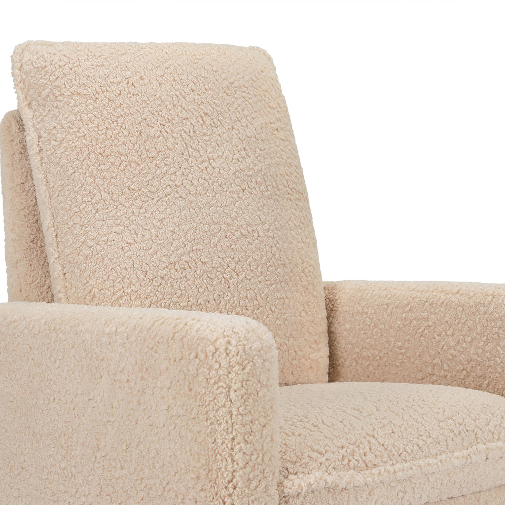 M20987CSGDB,Babyletto,Cali Pillowback Swivel Glider in Chai Shearling w/ Dark Wood Base