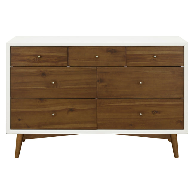 M15916RWNL,Babyletto,Palma 7-Drawer Double Dresser  Assembled in Warm White w/Natural Walnut