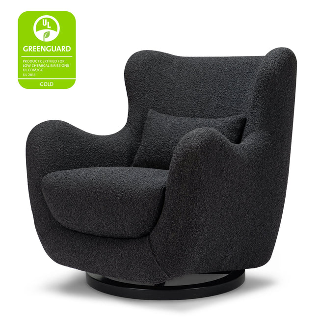 M24187BKBBB,Nursery Works,Solstice Swivel Glider in Black Boucle w/Black Wood Base