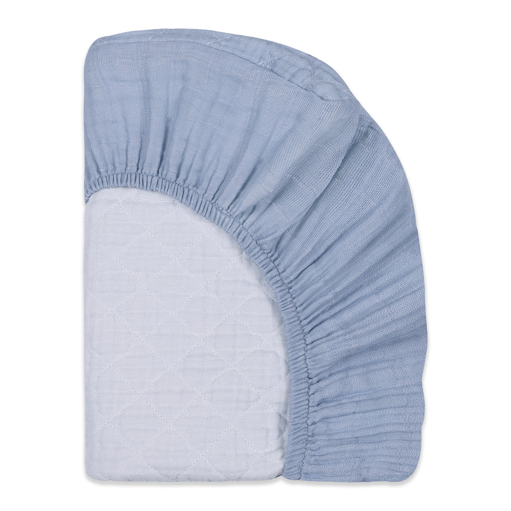 T29637DP,Dewdrop Quilted Muslin Changing Pad Cover in GOTS Certified Organic Cotton