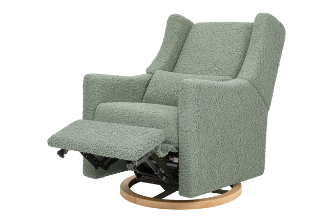 M11288STLB,Babyletto,Kiwi Glider Recliner w/ Electronic Control and USB in Sage Teddy Loop w/ Light Wood Base