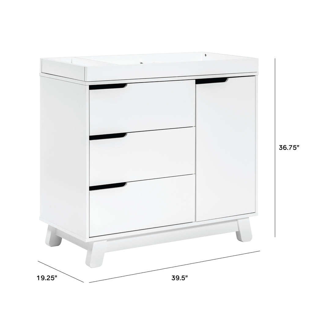 M4223W,Babyletto,Hudson 3-Drawer Changer Dresser w/Removable Changing Tray in White