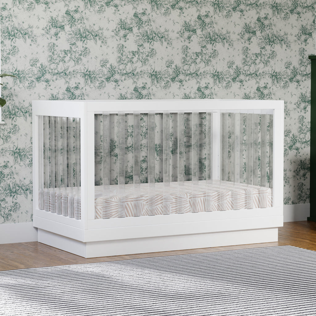 M8601KW,Harlow 3-in-1 Convertible Crib w/Toddler Bed Conversion Kit in White/Acrylic