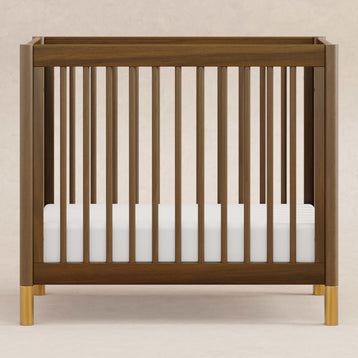 M12998NLGLD,Babyletto,Gelato 4-in-1 Convertible Mini Crib and Twin bed in Natural Walnut Finish with Gold Feet