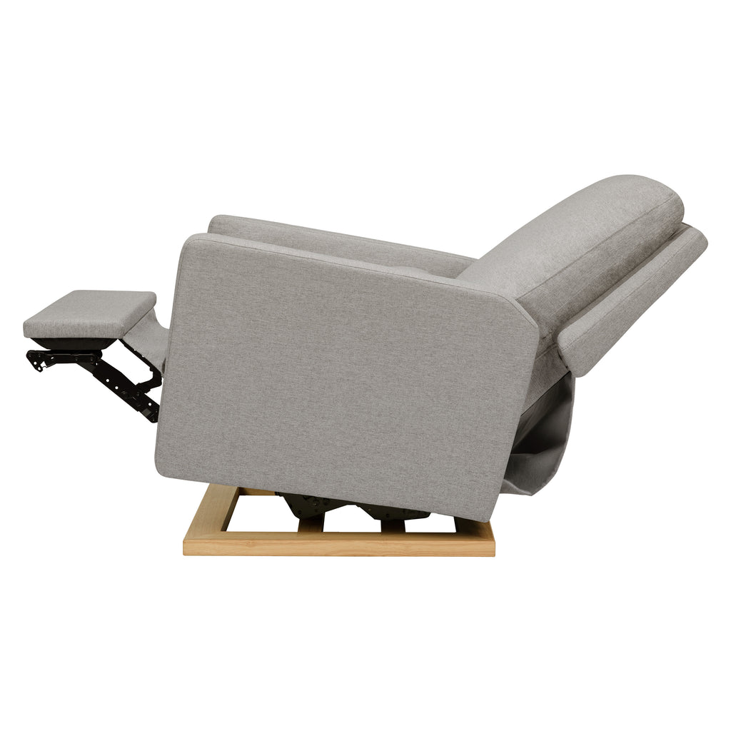 M23085PGEWLB,Babyletto,Sigi Glider Recliner w/ Electronic Control and USB in Performance Grey Eco-Weave w/Light Wood Base