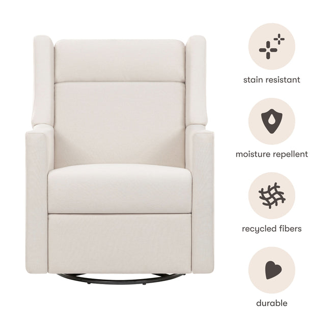 M11283PCMEW,Babyletto,Kiwi Deluxe Power Glider Recliner w/Heat&Massage in Performance Cream Eco-Weave