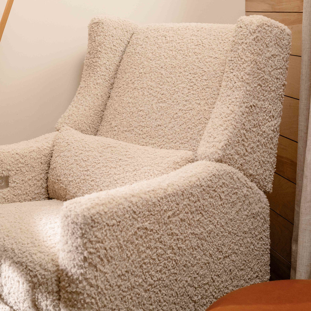 M11288ATLB,Babyletto,Kiwi Glider Recliner w/ Electronic Control and USB in Almond Teddy Loop w/ Light Wood Base