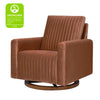 M26687RTVDB,Babyletto,Poe Channeled Swivel Glider in Rust Velvet with Dark Wood Base