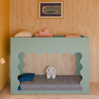M31171LSHY,Babyletto Kids,Lido Wave Low Loft Twin Bed in Light Sage and Honey