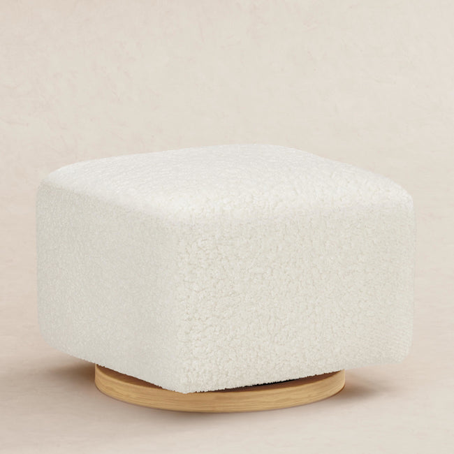M26385CMSGLB,Babyletto,Kiwi Gliding Ottoman in Cream Shearling with Light Wood Base