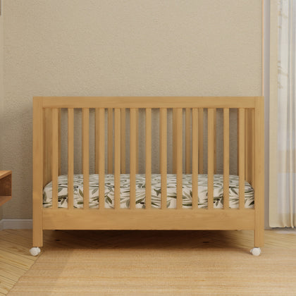M6601HY,Babyletto,Maki Full-Size Folding Crib w/ Toddler Bed Conversion Kit in Honey