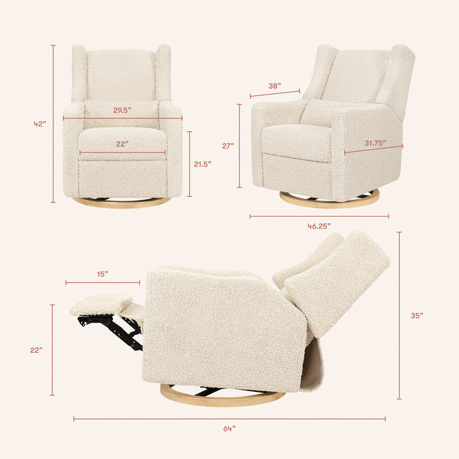 M11288ATLB,Babyletto,Kiwi Glider Recliner w/ Electronic Control and USB in Almond Teddy Loop w/ Light Wood Base