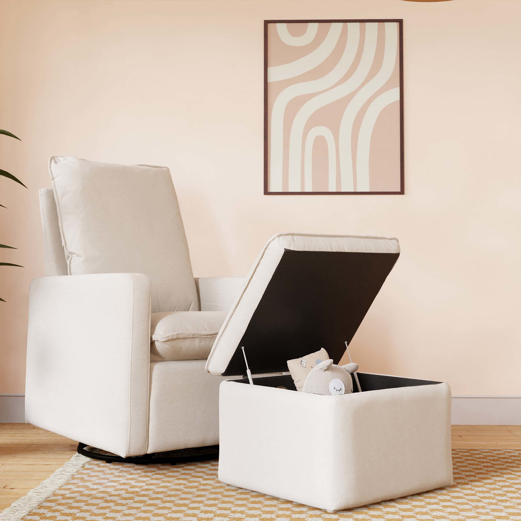 M20985PCMEW,Babyletto,Cali Storage Ottoman in Performance Cream Eco-Weave