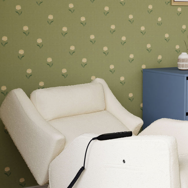 M11283PWB,Babyletto,Kiwi Deluxe Power Glider Recliner w/Heat&Massage in Performance Ivory Boucle