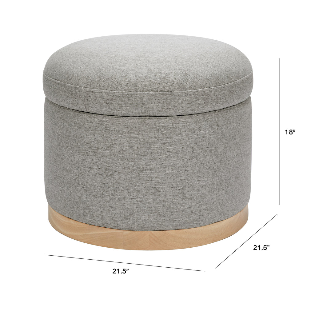 M22885PGEWLB,Babyletto,Naka Storage Ottoman in Performance Grey Eco-Weave w/ Light Wood Base