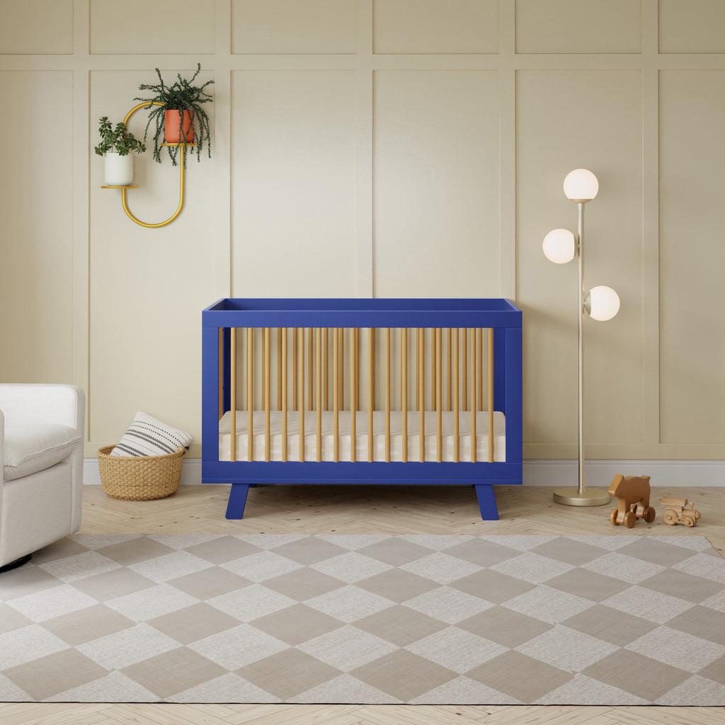 M4201CBTHY,Babyletto,Hudson 3-in-1 Convertible Crib w/Toddler Bed Conversion Kit in Cobalt/Honey