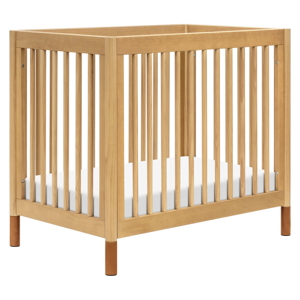 M12998HYVTL,Gelato 4-in-1 Convertible Mini Crib and Twin bed in Honey with Vegan Tan Leather Feet