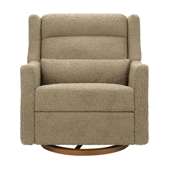 M11278LTDB,Babyletto,Kiwi Plus Chair and a Half Power Glider Recliner in Latte Teddy Loop w/ Dark Wood Base